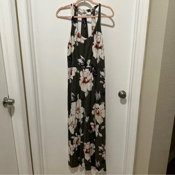 maxi dress xxs SAME Los Angeles Long Sleeve Cut Out Maxi Dress (Mocha Lurex)